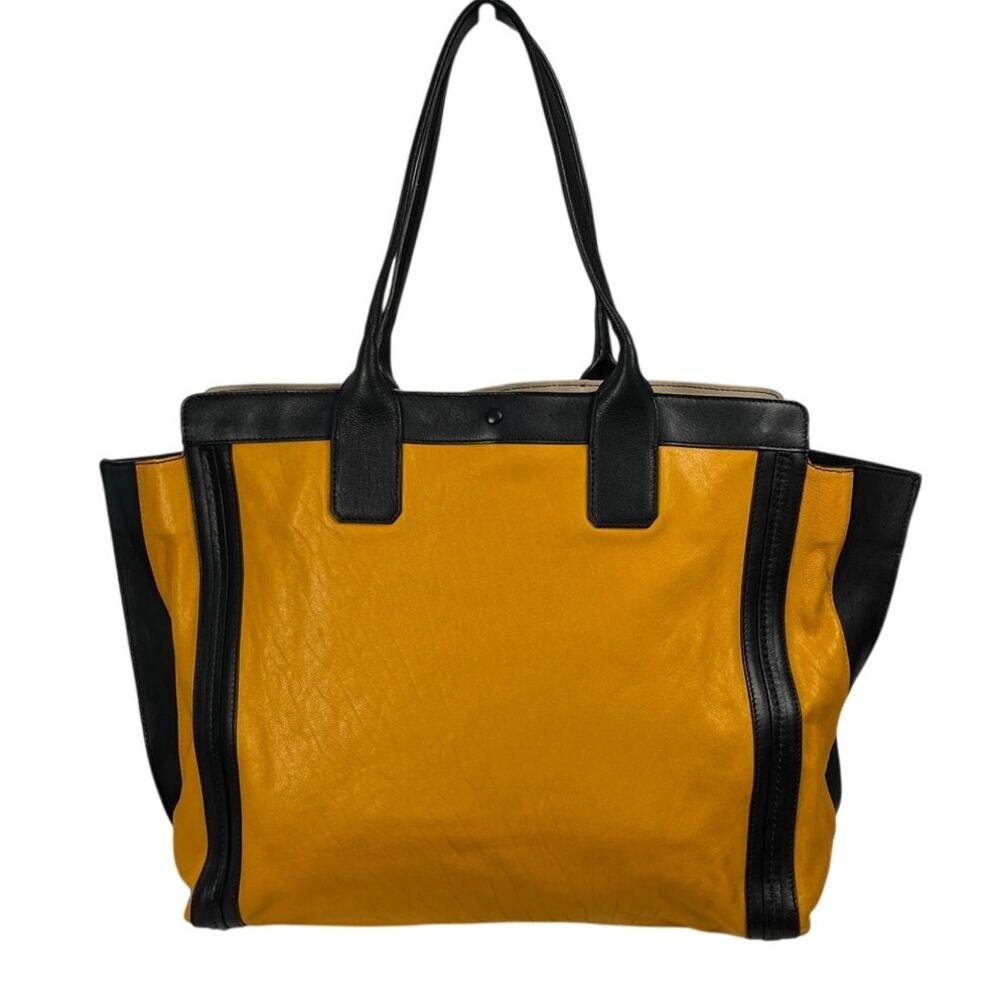 Chloé Alison Large Leather Tote Bag Mustard Yellow Black Colorblock 2013